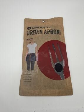 Chef Works Urban Apron Collection Harlem Wide Half Bistro Apron Black NEW